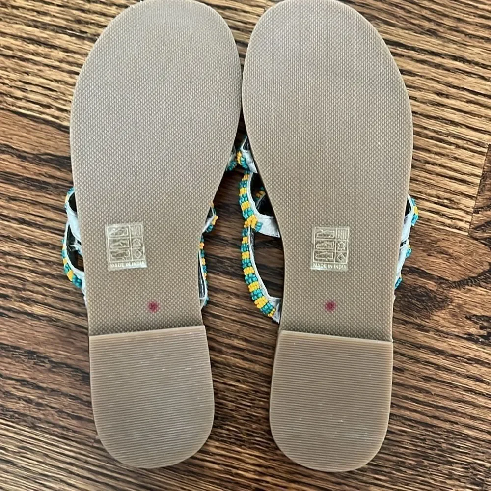 Free People 38.5 BEATRICE BEADED LEATHER SANDAL IN GOLD